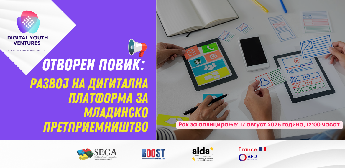 Јавен повик за избор на изведувач за развој на дигитална платформа за поддршка на младинско дигитално претприемништво